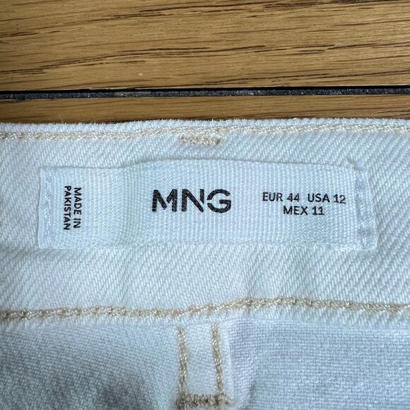 Mango Clea High Waisted Denim Shorts Natural 4"‎ Inseam Size 12 Beach Festival - Picture 3 of 7